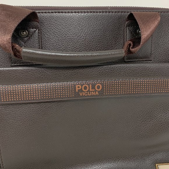 Polo Vicuna Messenger Bag Brown Business Casual Leather Zip Up Laptop Slot 14x10 - Picture 2 of 8
